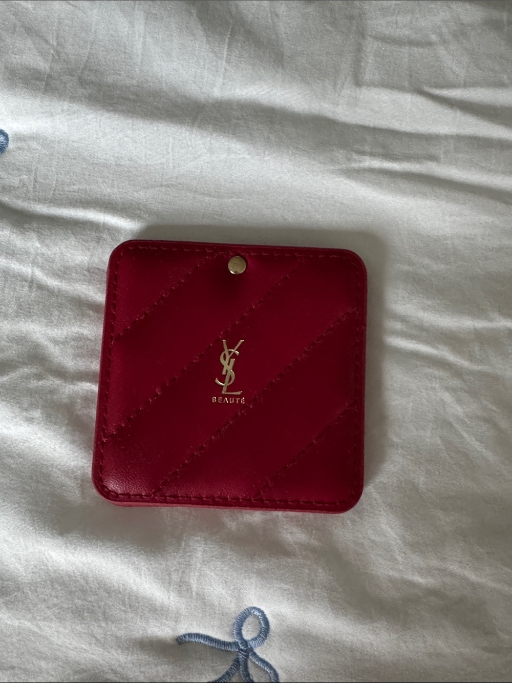 Yves Saint Laurent Quilted Red compact mirror with Gold Logo